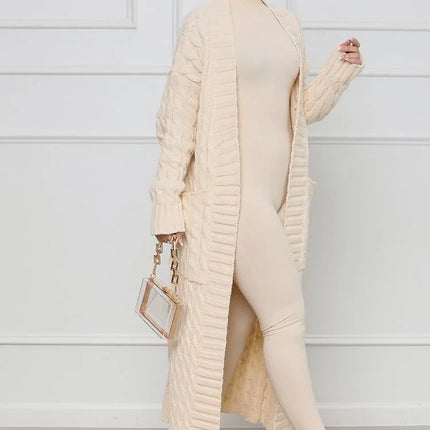 Women’s Yellow Crochet Knit Long Cardigan