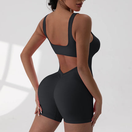 Women’s Sexy U-Neck Backless Slim Romper Jumpsuit