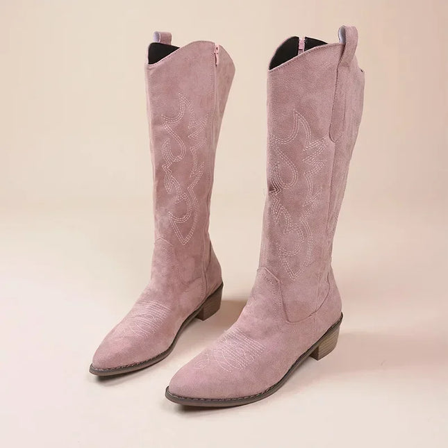 Women’s Embroidered Pointed Toe Western Knee Boots