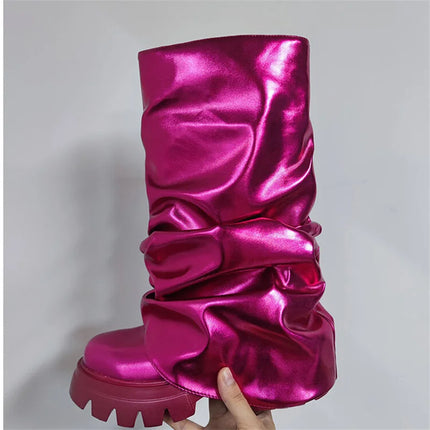 Women’s Mid-Calf Platform Pleated Boots