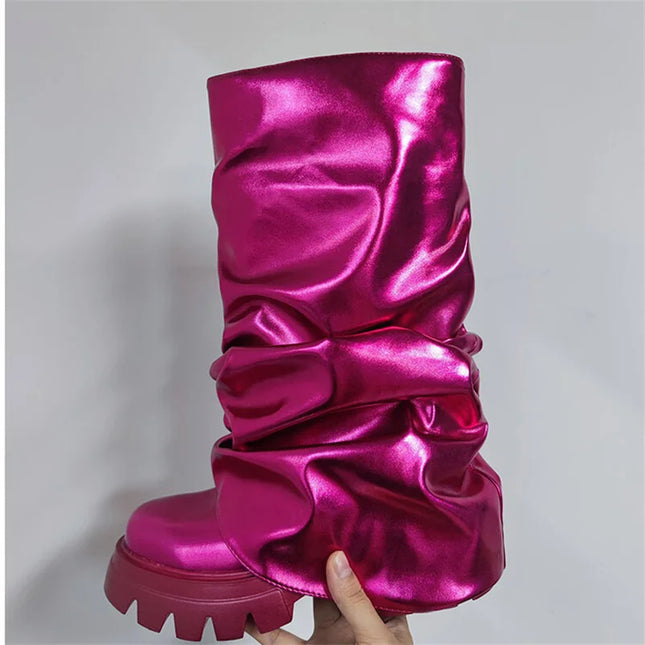 Women’s Mid-Calf Platform Pleated Boots