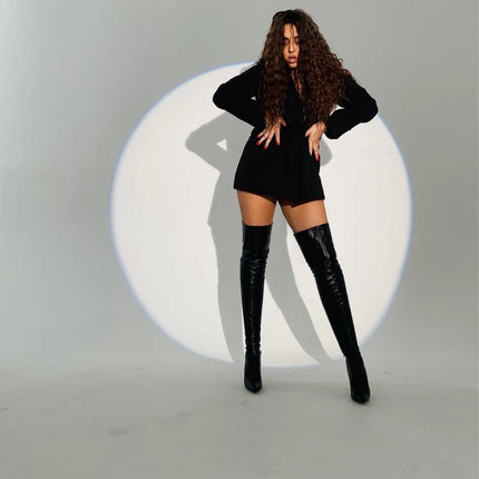 Black Over-The-Knee Stiletto Boots – 11cm Heels