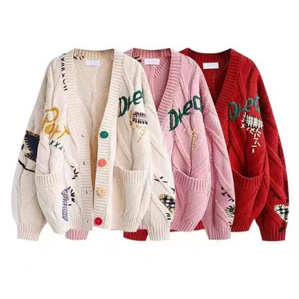 Women’s Embroidered Letter Knit Cardigan