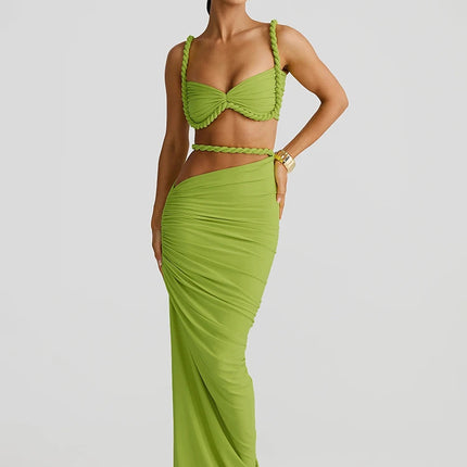 Weird Puss 2-Piece Bandage Set – Square Neck Bra & Ruched Skirt