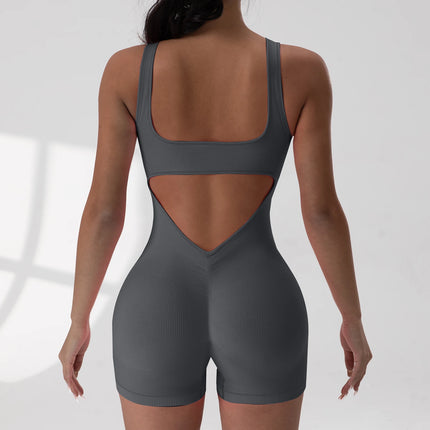 Women’s Sexy U-Neck Backless Slim Romper Jumpsuit