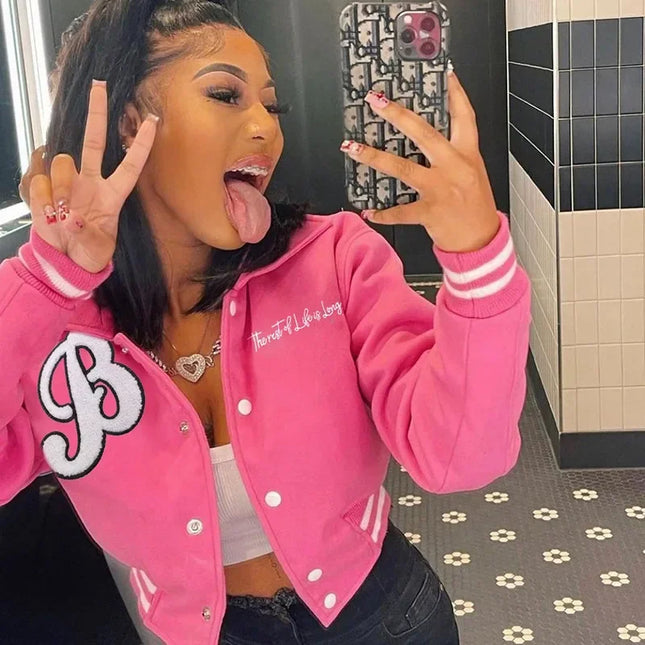 Embroidered Towel Letter Baseball Jacket – Casual Summer Sportswear