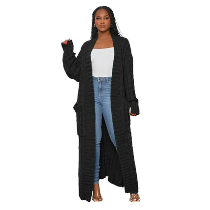Women’s Yellow Crochet Knit Long Cardigan