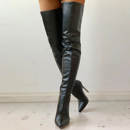 Black Over-The-Knee Stiletto Boots – 11cm Heels