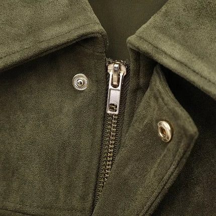 MUJER 2025 Oversized Suede Bomber – Padded Varsity Streetwear Coat