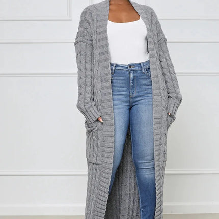 Women’s Yellow Crochet Knit Long Cardigan