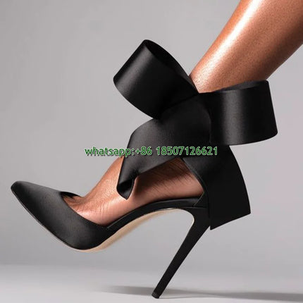 Women’s Plus-Size Polka Dot Mesh Slingback Heels with Bow