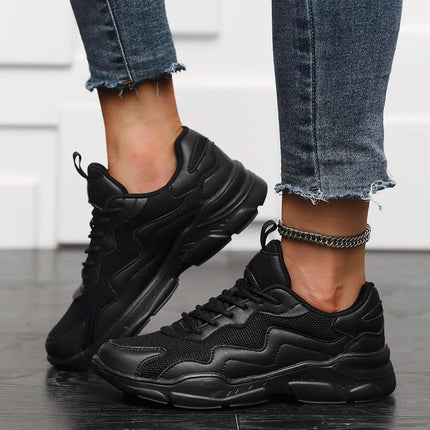 Lightweight Black Mesh Unisex Casual Sneakers