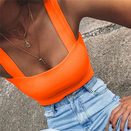 Square Neck Summer Crop – Sexy Backless Casual Tank