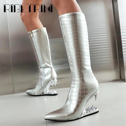 Women’s INS Motorcycle Platform Knee-High Boots