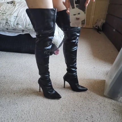 Black Over-The-Knee Stiletto Boots – 11cm Heels