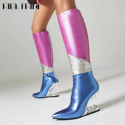 Women’s INS Motorcycle Platform Knee-High Boots