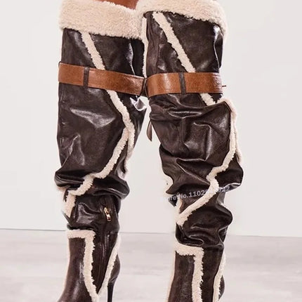Women’s Patchwork Over-the-Knee Stiletto Boots