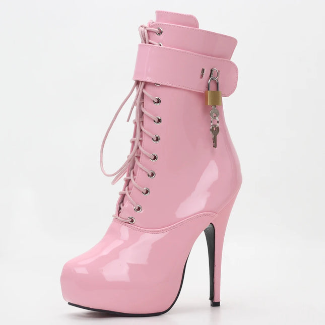 Sexy 15cm Lace-Up Platform Ankle Boots – Unisex Plus Size