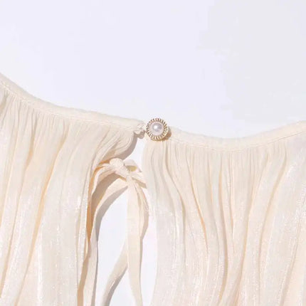 TWOTWINSTYLE V-Neck Mini Dress – Spliced Lace-Up Sweet Blouse