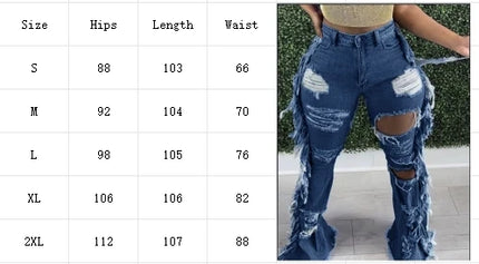 Women’s Blue Ripped Bell-Bottom Jeans