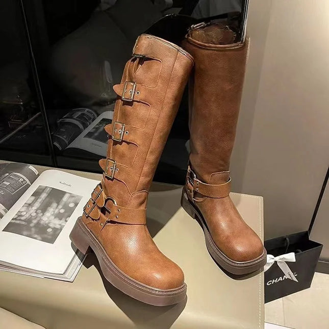 Rose Romance Mid-Calf Chunky Heel Cowboy Boots