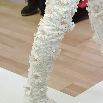 Women’s White Pointed-Toe Lace-Up Ankle Boots