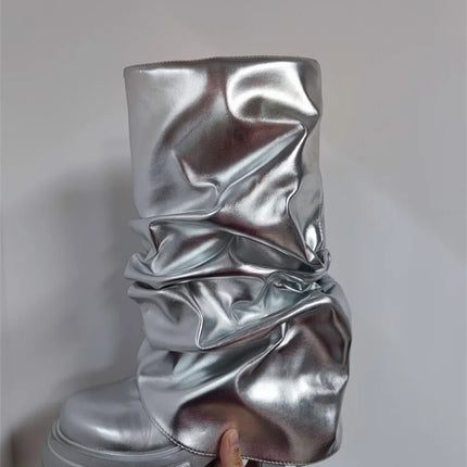 Women’s Mid-Calf Platform Pleated Boots
