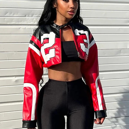 Weird Puss Faux Leather Varsity – Hipster Streetwear Crop Coat
