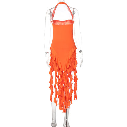 Hugcitar Ruffled Halter Backless Mini – Elegant Spring Dress