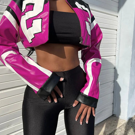 Weird Puss Faux Leather Varsity – Hipster Streetwear Crop Coat