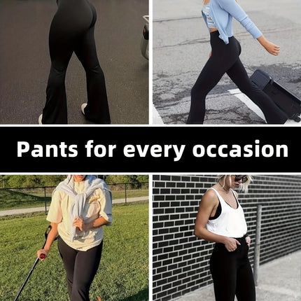 Women’s High-Waist Slim Flared Black Pants – Spring/Summer
