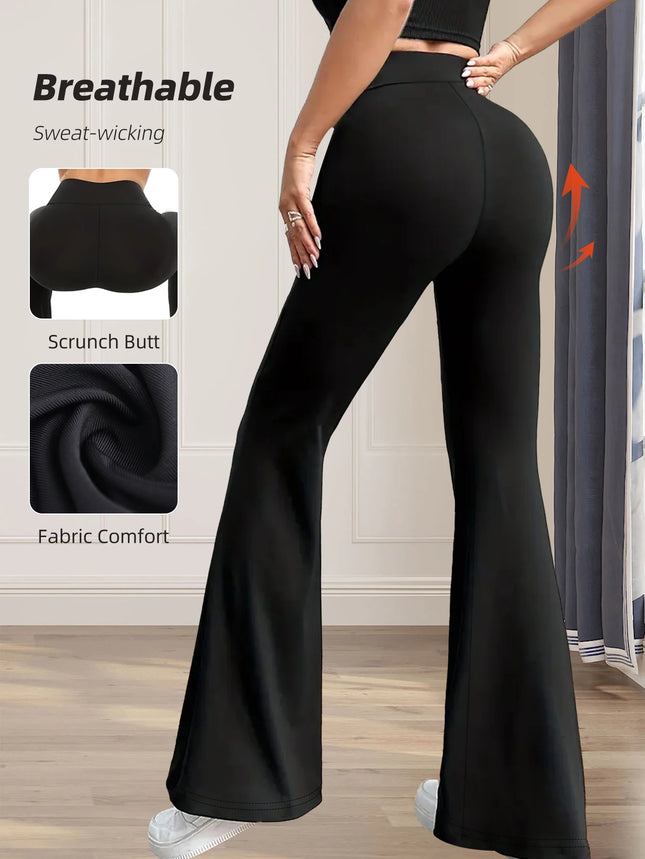Women’s High-Waist Slim Flared Black Pants – Spring/Summer
