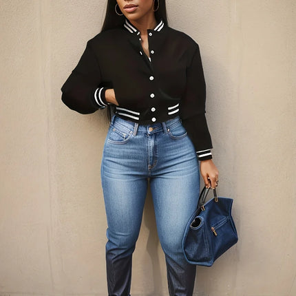 European Single-Breasted Baseball Jacket – Women’s Spring & Autumn