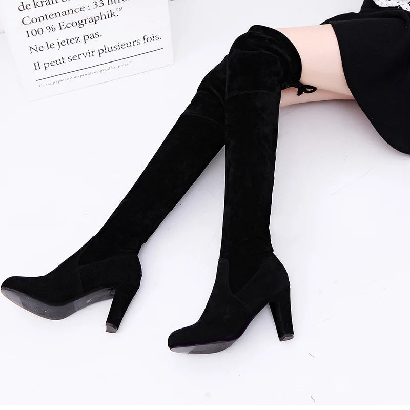 Winter 2024 Over-The-Knee Stretch High Heel Boots
