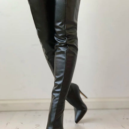 Black Over-The-Knee Stiletto Boots – 11cm Heels