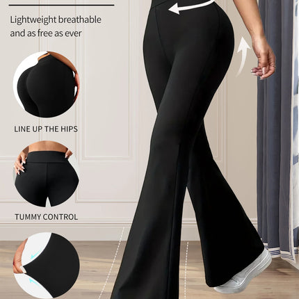 Women’s High-Waist Slim Flared Black Pants – Spring/Summer