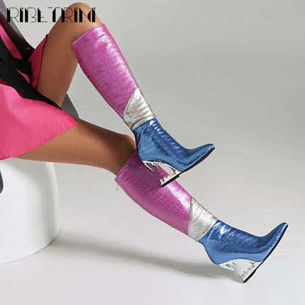 Women’s INS Motorcycle Platform Knee-High Boots