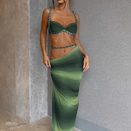 Weird Puss 2-Piece Bandage Set – Square Neck Bra & Ruched Skirt