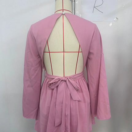 Sexy Backless High-Waist Romper with Butterfly Sleeves