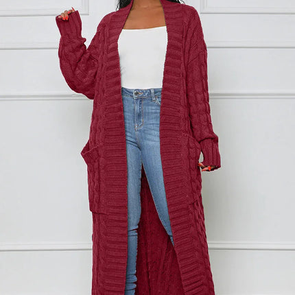 Women’s Yellow Crochet Knit Long Cardigan