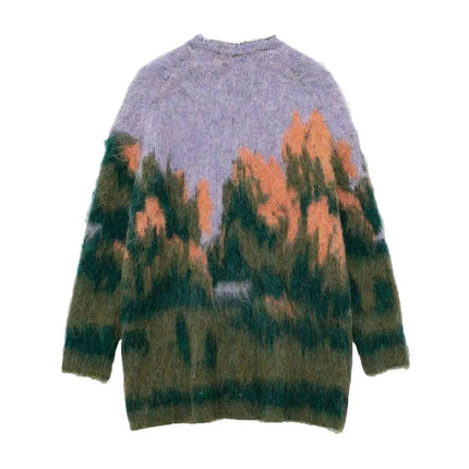 TRAFZA Women’s Vintage Printed V-Neck Cardigan