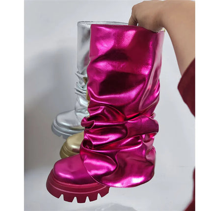 Women’s Mid-Calf Platform Pleated Boots
