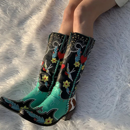 Women’s Embroidered Leather Western Cowboy Boots