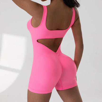 Women’s Sexy U-Neck Backless Slim Romper Jumpsuit