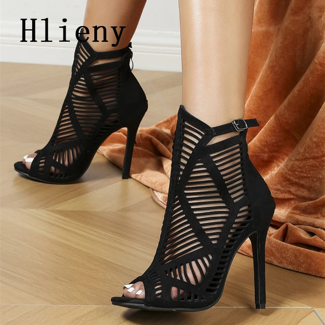 Hlieny 2025 Sexy Open Toe Thin Heel Boots