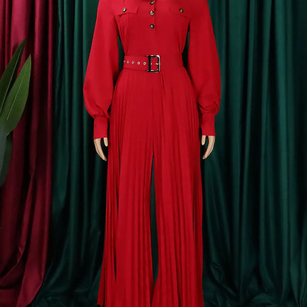 Wmstar Office Lady Buttoned Maxi Jumpsuit with Belt – Fall 2025
