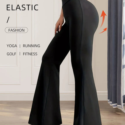 Women’s High-Waist Slim Flared Black Pants – Spring/Summer