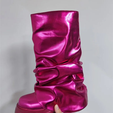 Women’s Mid-Calf Platform Pleated Boots