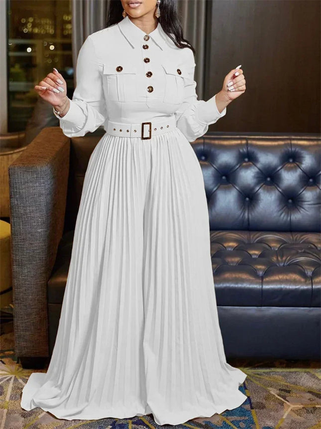 Wmstar Office Lady Buttoned Maxi Jumpsuit with Belt – Fall 2025