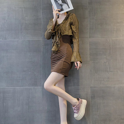 Fujin 9cm Cow Suede Platform Wedge Shoes